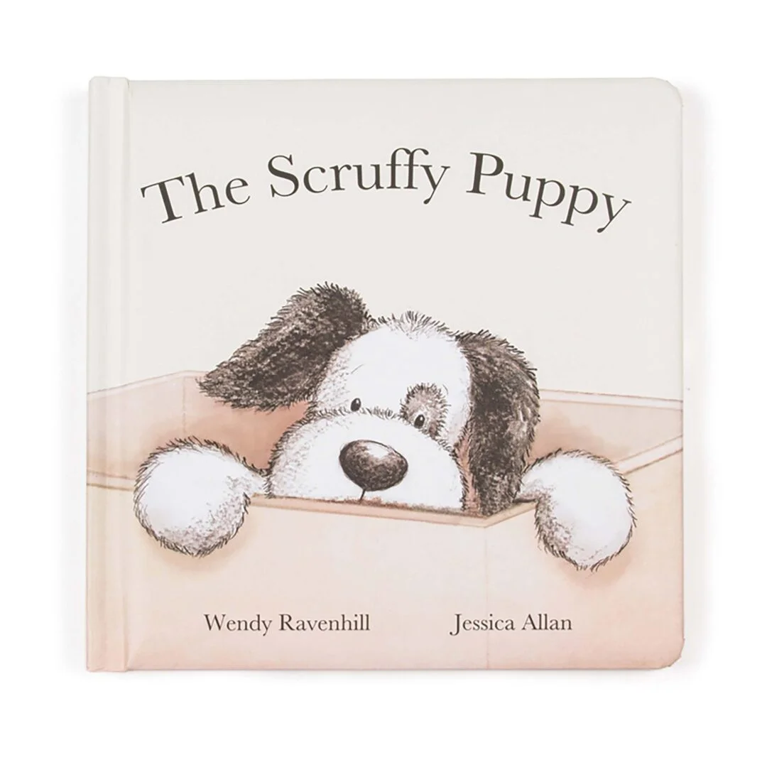 JELLYCAT SCRUFFY PUPPY BOOK (MATCHES WITH BLACK & CREAM PUPPY) MULTI-COLOURED