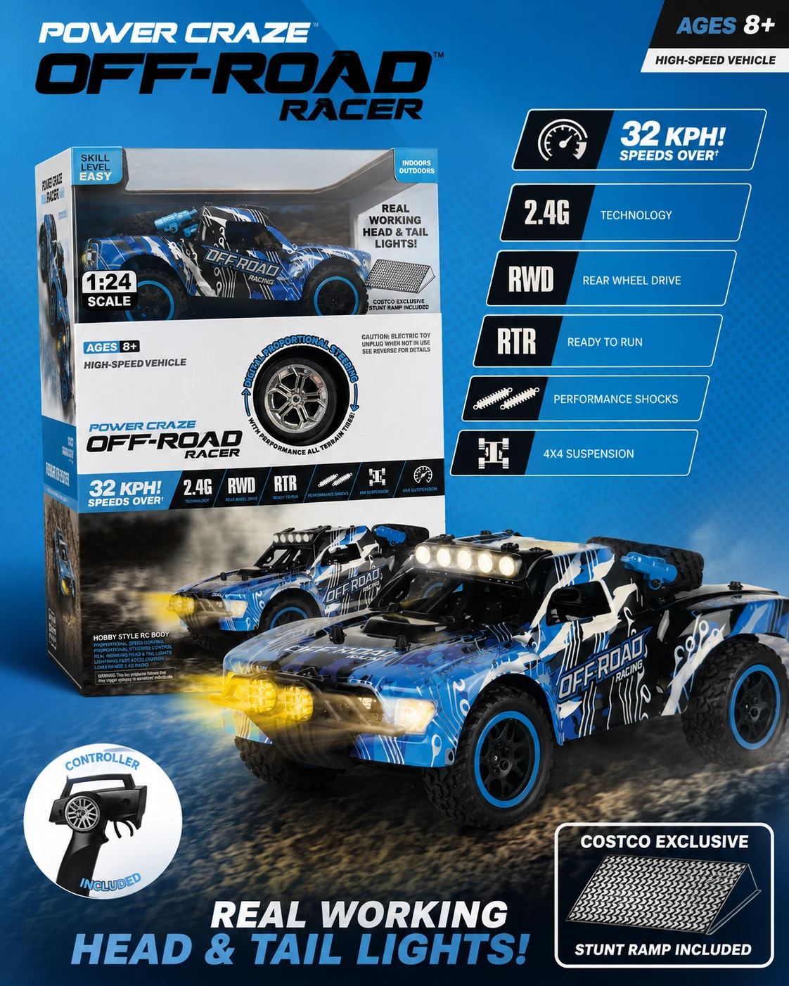 Power Craze 1:24 Off-Road RC Truck — alternate view