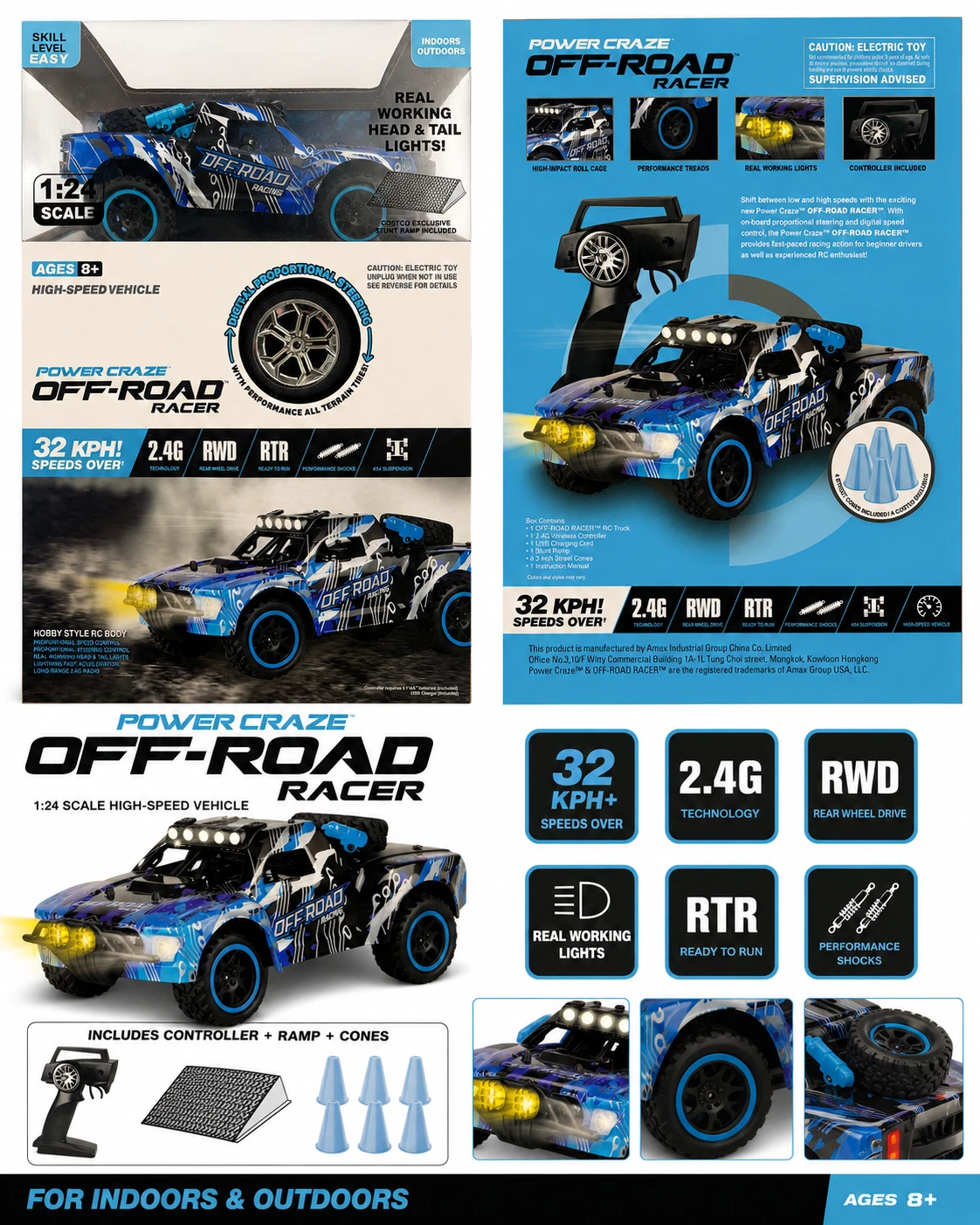 Power Craze 1:24 Off-Road RC Truck — alternate view