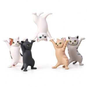Cat figurine desk holder set of 5 dancing cats