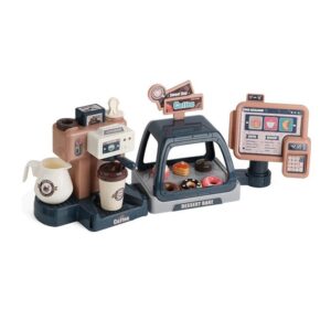 Kids pretend play coffee machine toy set 41 pcs with dessert display and order screen